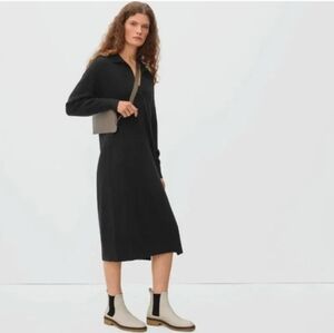 Everlane Womens The Cashmere Polo Dress in Black sz M